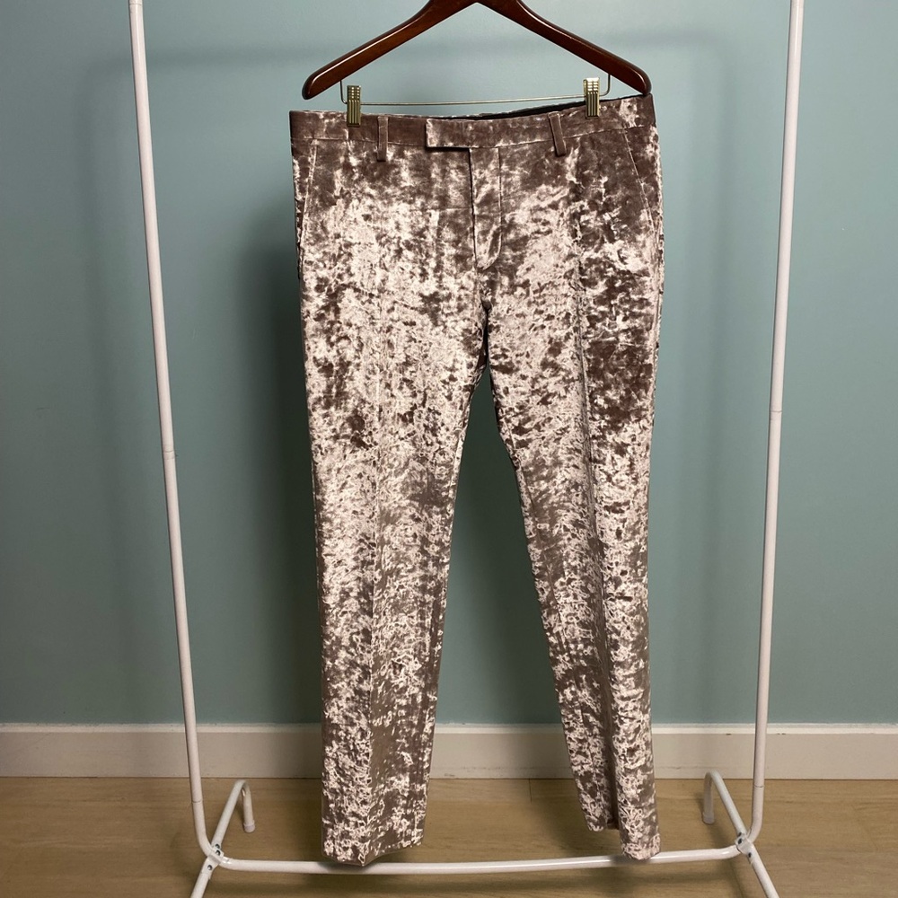Velvet Textured Pants in champagne color